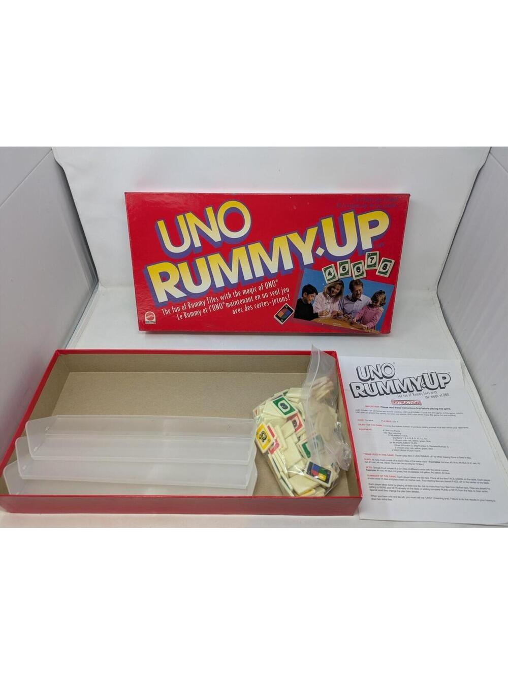 VINTAGE Uno Rummy Up COMPLETE Mattel 1993 Family Game 90's Tiles